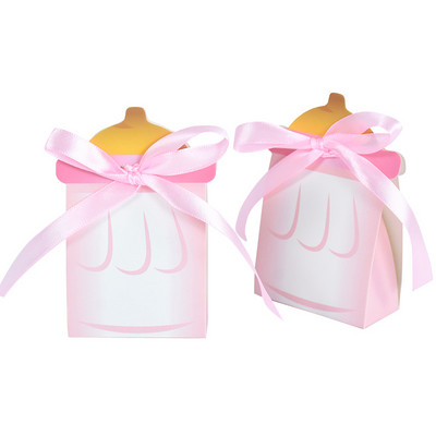 10gab Baby Shower Candy Box Zila/rozā Padevēja Pudele Papīra Kastīte Zēns Meitene Dāvanas Iepakojuma Somas Kristības Dzimums Atklāj ballīšu piederumi