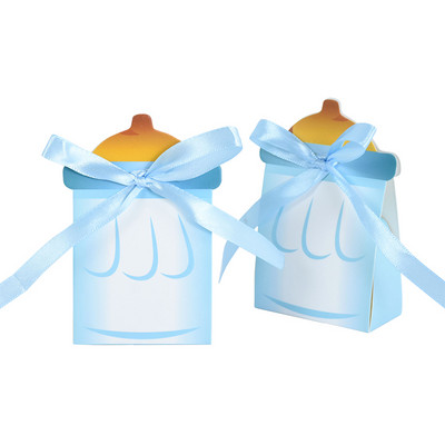 10gab Baby Shower Candy Box Zila/rozā Padevēja Pudele Papīra Kastīte Zēns Meitene Dāvanas Iepakojuma Somas Kristības Dzimums Atklāj ballīšu piederumi