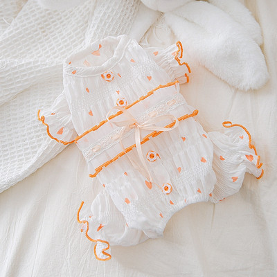 Animal de companie Câine cu patru picioare Serviciu la domiciliu Body subțire Love Crep Dantela Costum cu aer condiționat Cățeluș mic și mijlociu Haine pentru pisici XS~XXL