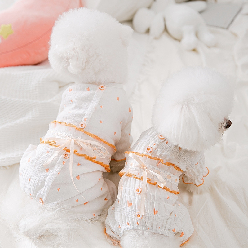 Animal de companie Câine cu patru picioare Serviciu la domiciliu Body subțire Love Crep Dantela Costum cu aer condiționat Cățeluș mic și mijlociu Haine pentru pisici XS~XXL