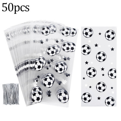 6/10/20/25/50db Fociparti kedvencek Táska Foci témájú Cukorka táskák csavart nyakkendőkkel Ajándékcsomagoló táskák Gyerekek születésnapi parti dekoráció