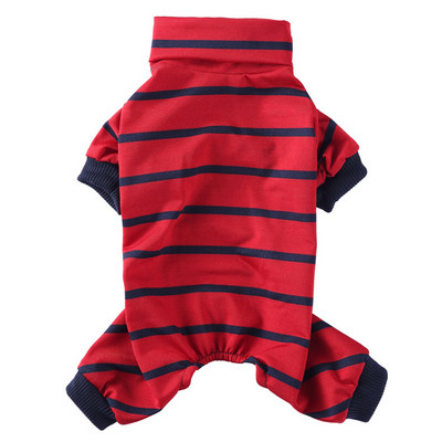 Magas nyakú kutyapizsama színes csíkos kivitel kisállat jumpsuit ruhák kis kutyáknak macska 4 lábú hálóruha Yorkie uszkár