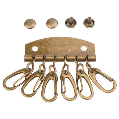 LMDZ kulcssoros kulcstartó kampós réz tükör 6 soros bőr tiszta sárgaréz kulcstartó tartó szegecs vastagító barkács kézzel készített kiegészítők