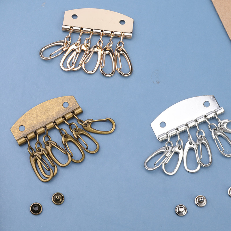 LMDZ kulcssoros kulcstartó kampós réz tükör 6 soros bőr tiszta sárgaréz kulcstartó tartó szegecs vastagító barkács kézzel készített kiegészítők