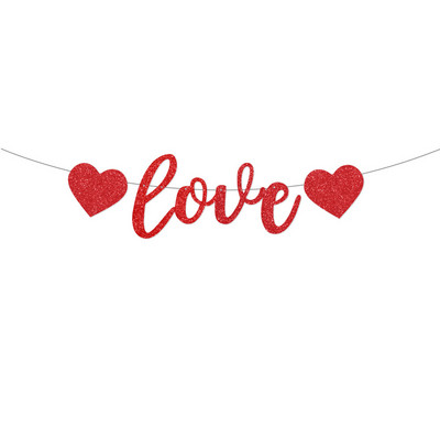 2M Valentino dienos kabantis papuošimas Reklamjuostė Blizgučiai Laiškai Meilės Širdies Gelbėjimo reklamjuostės Girliandos Valentino dienos vestuvių dekoracijos