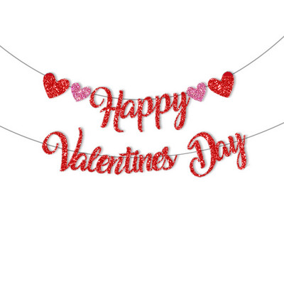2M Valentino dienos kabantis papuošimas Reklamjuostė Blizgučiai Laiškai Meilės Širdies Gelbėjimo reklamjuostės Girliandos Valentino dienos vestuvių dekoracijos