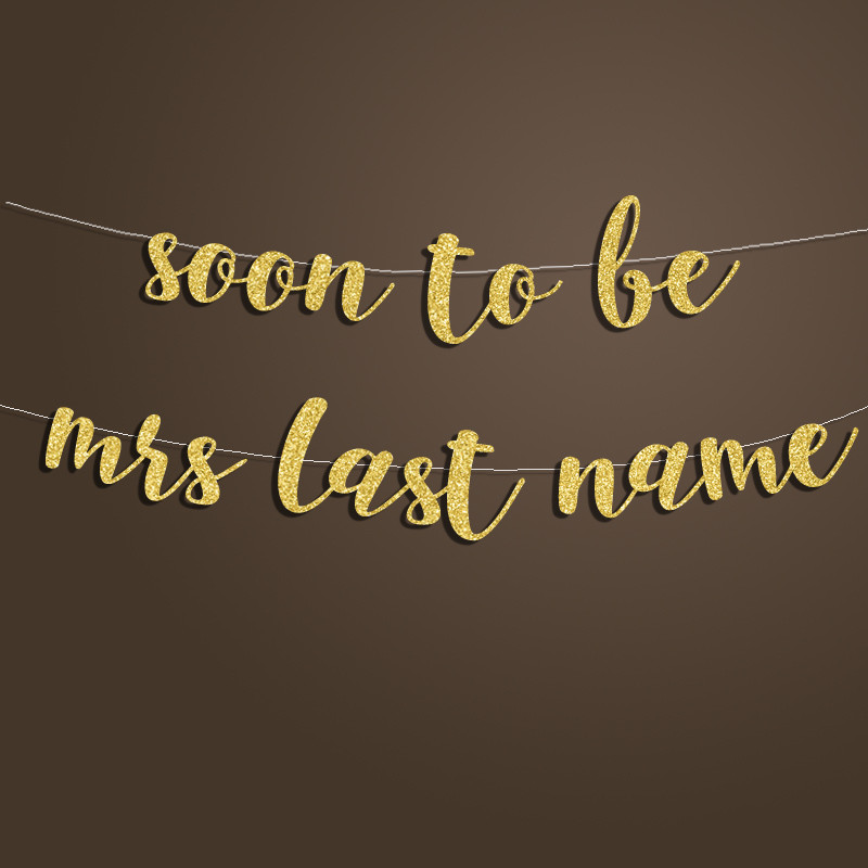 банер скоро да бъде г-жа или персонализирано фамилно име, персонализиран банер, табела за декорация на булчински душ, консумативи за декорации за сватбено тържество