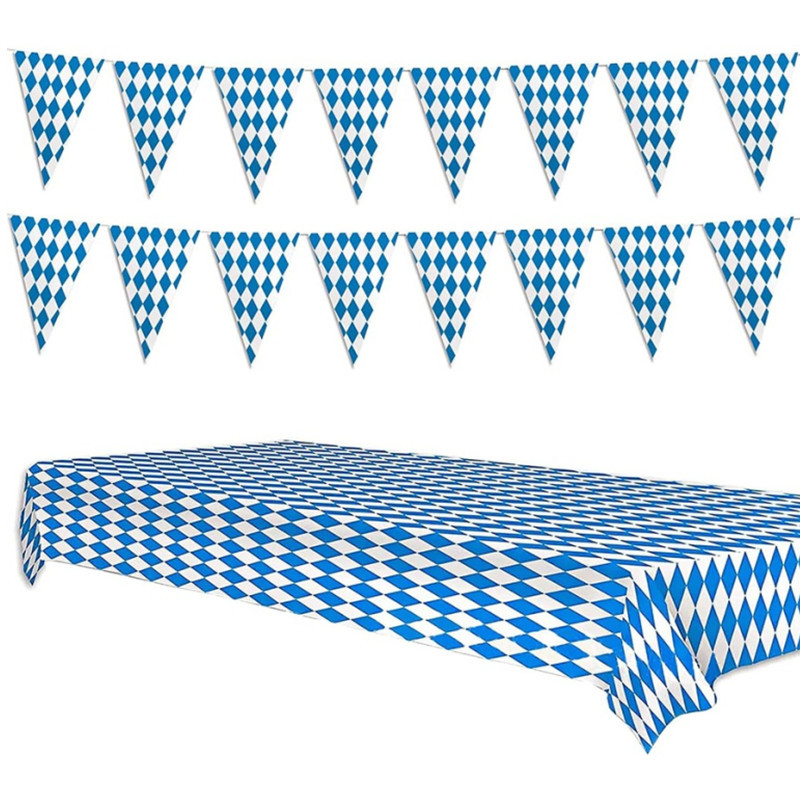 Oktoberfest terítő zászlós díszek Gyémánt asztaltakaró transzparensek Bajor Sörfesztivál Beltéri szabadtéri parti dekorációk