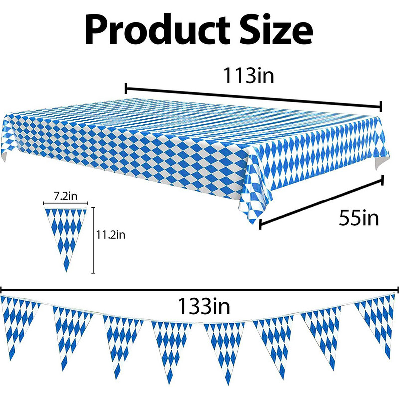 Oktoberfest terítő zászlós díszek Gyémánt asztaltakaró transzparensek Bajor Sörfesztivál Beltéri szabadtéri parti dekorációk