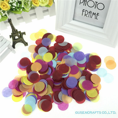 15 g maisiņā 1 collas (2,5 cm) spilgtas krāsas jauktas apaļas salvešu papīra konfeti kāzu ballīšu galda dekorācijas