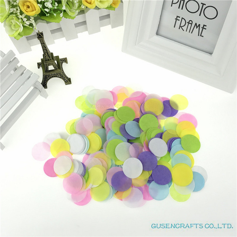 15 g maisiņā 1 collas (2,5 cm) spilgtas krāsas jauktas apaļas salvešu papīra konfeti kāzu ballīšu galda dekorācijas