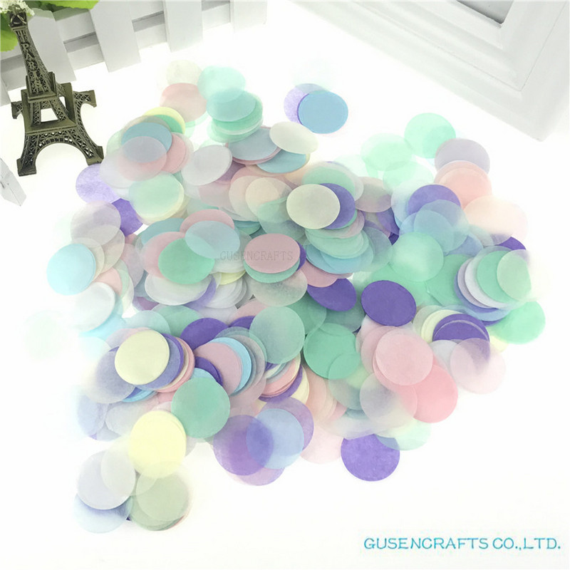 15 g maisiņā 1 collas (2,5 cm) spilgtas krāsas jauktas apaļas salvešu papīra konfeti kāzu ballīšu galda dekorācijas