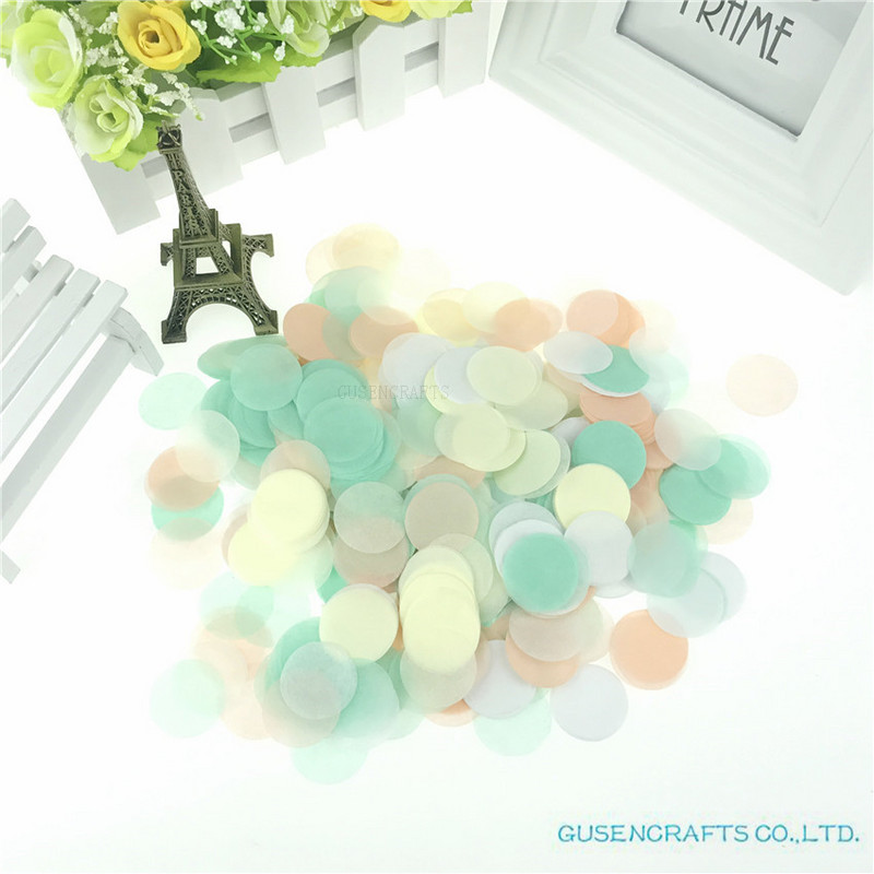 15 g maisiņā 1 collas (2,5 cm) spilgtas krāsas jauktas apaļas salvešu papīra konfeti kāzu ballīšu galda dekorācijas