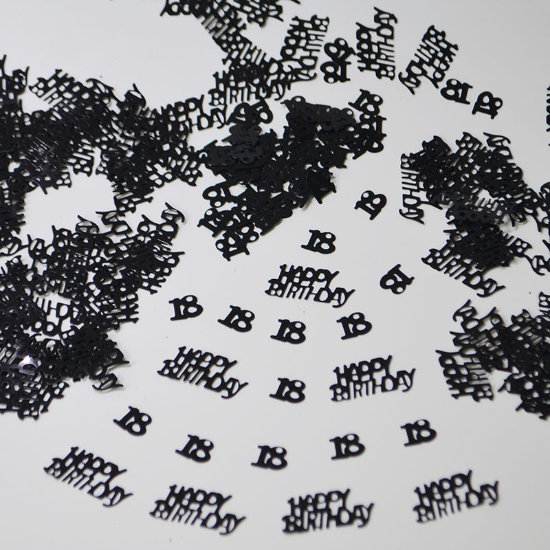 15 g melna sudraba konfeti cipars 13 16 18 20 21 30 40 50 60 70 80 Daudz laimes dzimšanas dienas svinību galda izkaisītie rotājumi