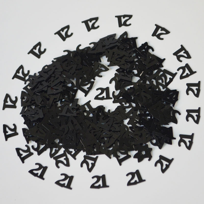 15 g melna sudraba konfeti cipars 13 16 18 20 21 30 40 50 60 70 80 Daudz laimes dzimšanas dienas svinību galda izkaisītie rotājumi