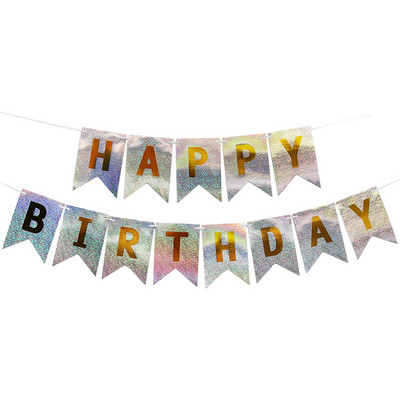 Daudz laimes dzimšanas dienā Reklāmkarogs Spogulis Zelts Sudrabs Sarkans Zils Daudz laimes dzimšanas dienā Bunding Garland Karogi Foto kabīnes bērnu dušas dekors