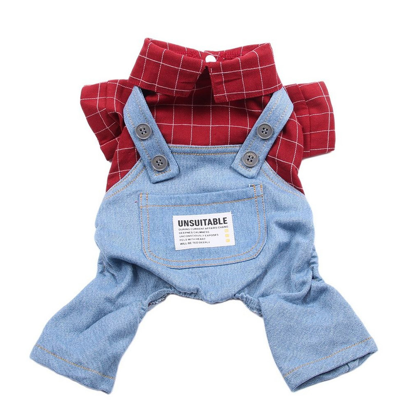 Kombinezons Mētelis Pavasara/vasaras Plaids Kucēnu Dizains Suņi Romperi T-krekli Apģērbs Kaķi Mājdzīvnieku apģērbs