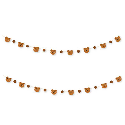 Ins Vintage barna medve papírpántos zászló háttér fali dekoráció a baba születésnapi papírfüzérhez függő füzér díszítéshez