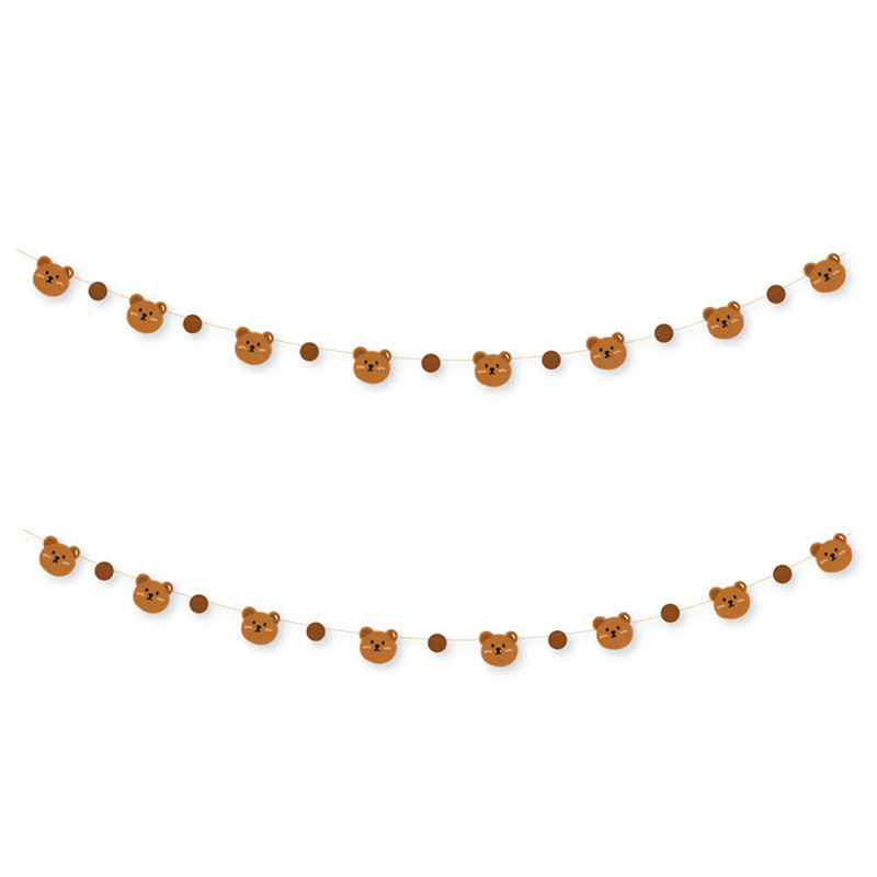 Ins Vintage barna medve papírpántos zászló háttér fali dekoráció a baba születésnapi papírfüzérhez függő füzér díszítéshez