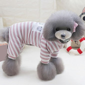 Tanki pamučni Teddy crtani uzorak s križnim prugama Odjeća za pse s četiri noge Kućna odjeća za kućne ljubimce Odjeća za pse Odjeća za male srednje pse