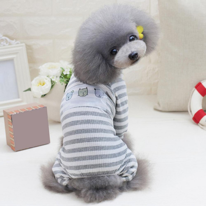 Tanki pamučni Teddy crtani uzorak s križnim prugama Odjeća za pse s četiri noge Kućna odjeća za kućne ljubimce Odjeća za pse Odjeća za male srednje pse