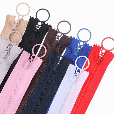 5pcs 25cm Nylon Closed End Resin Zippers Pull Ring Zip Slider Head for Sewing Bags Wallet Purse Cloth Accessories Crafts DIY