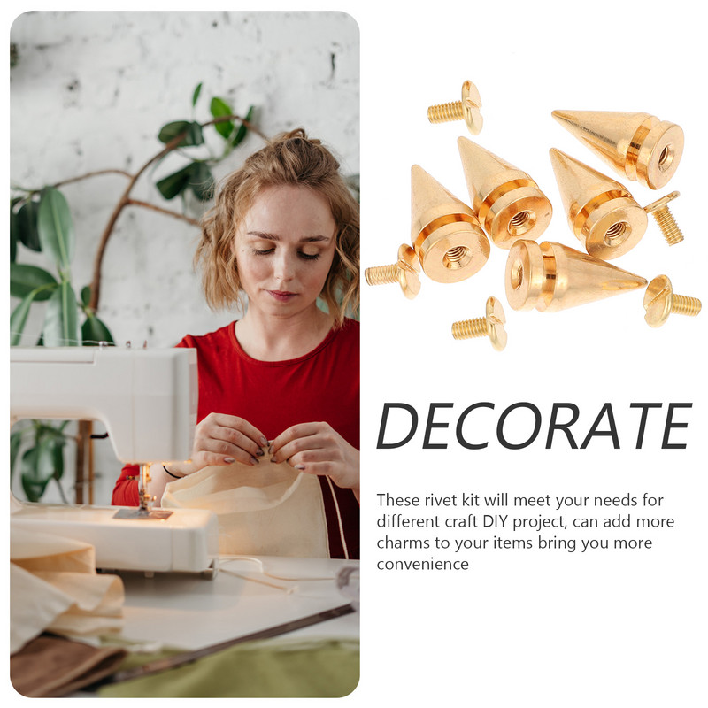 5 gab. Spikes Apģērbs Amatniecības kniedes Metāls DIY kniedes Decked Aksesuāri Daudzkrāsains konusa sakausējuma panku komplekts