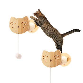 Монтирана на стена котка, драскаща котка, продукти за окачване на стена, стълб, увит с конопено въже от сизал, малки консумативи за котки с топка коса, 1 бр.