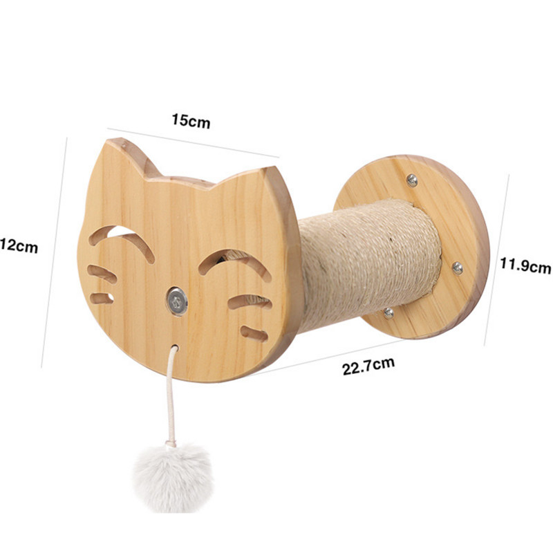 Pie sienas stiprināmi kaķu skrāpējumi kaķu sienas piekaramie izstrādājumi, kas ietīti ar sizala kaņepju virvi Mazu matu bumbu kaķu piederumi 1 gab.