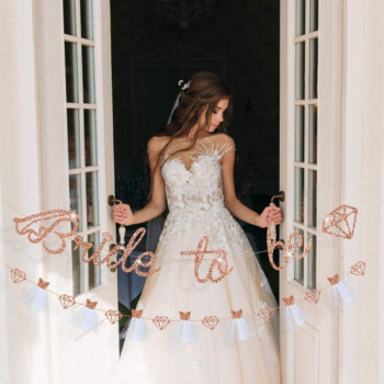 Bride to Be Banner Glitter Paper Bunting γιρλάντα για νυφικό ντους αρραβώνων γάμου Bachelorette Προμήθειες διακόσμησης για πάρτι κότας