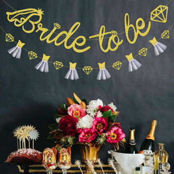 Bride to Be Banner Glitter Paper Bunting γιρλάντα για νυφικό ντους αρραβώνων γάμου Bachelorette Προμήθειες διακόσμησης για πάρτι κότας