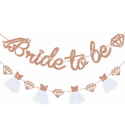 Bride to Be Reklāmkaroga mirdzoša papīra vītne līgavas dušai kāzu saderināšanās vecmeitu ballītes dekorēšanas piederumi