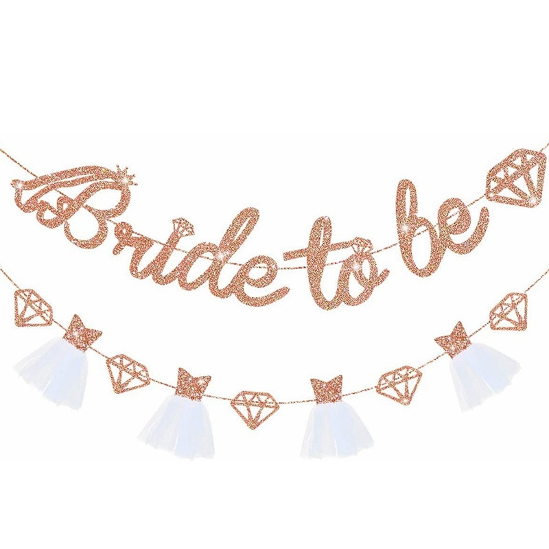 Bride to Be Reklāmkaroga mirdzoša papīra vītne līgavas dušai kāzu saderināšanās vecmeitu ballītes dekorēšanas piederumi