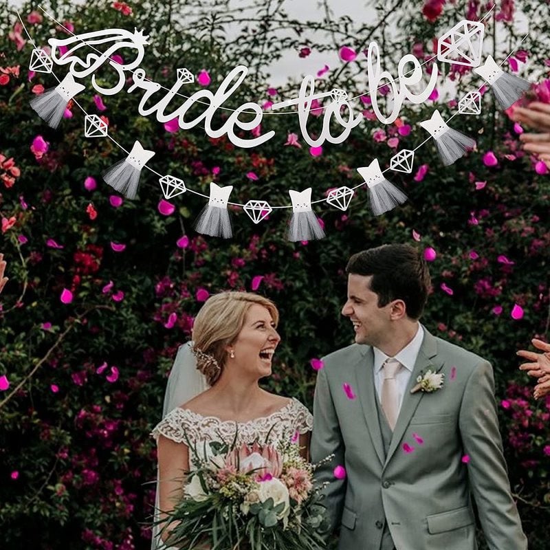 Bride to Be Reklāmkaroga mirdzoša papīra vītne līgavas dušai kāzu saderināšanās vecmeitu ballītes dekorēšanas piederumi