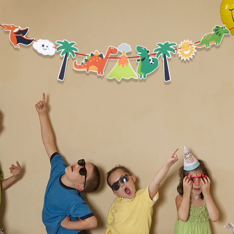 Karikatūra Dzīvnieku ķekatu reklāmkarogs Pasaku vienradzis dinozaurs tematiskā ballīte papīra vītne bērniem dzimšanas dienā bērnu dušas piekaramie rotājumi