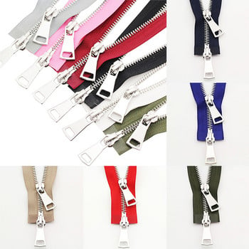 70/90cm 5# Цветни висококачествени отворени двойни плъзгачи Сребърен метален цип Направи си сам ръчна изработка за платнени джобове Аксесоари за дрехи