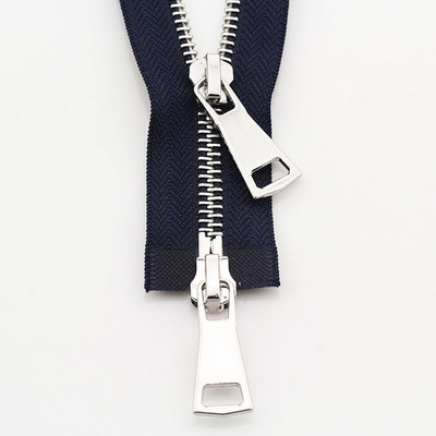 70/90 cm 5# Spalvingi aukštos kokybės atviri dvigubi slankikliai Sidabriniai metaliniai užtrauktukai „Pasidaryk pats“ Rankdarbiai, skirti audiniams, kišeniniai drabužių priedai