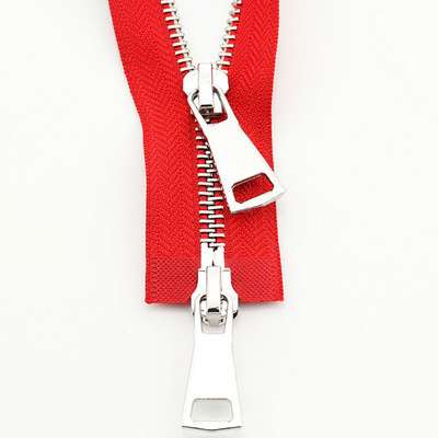 70/90 cm 5# Spalvingi aukštos kokybės atviri dvigubi slankikliai Sidabriniai metaliniai užtrauktukai „Pasidaryk pats“ Rankdarbiai, skirti audiniams, kišeniniai drabužių priedai