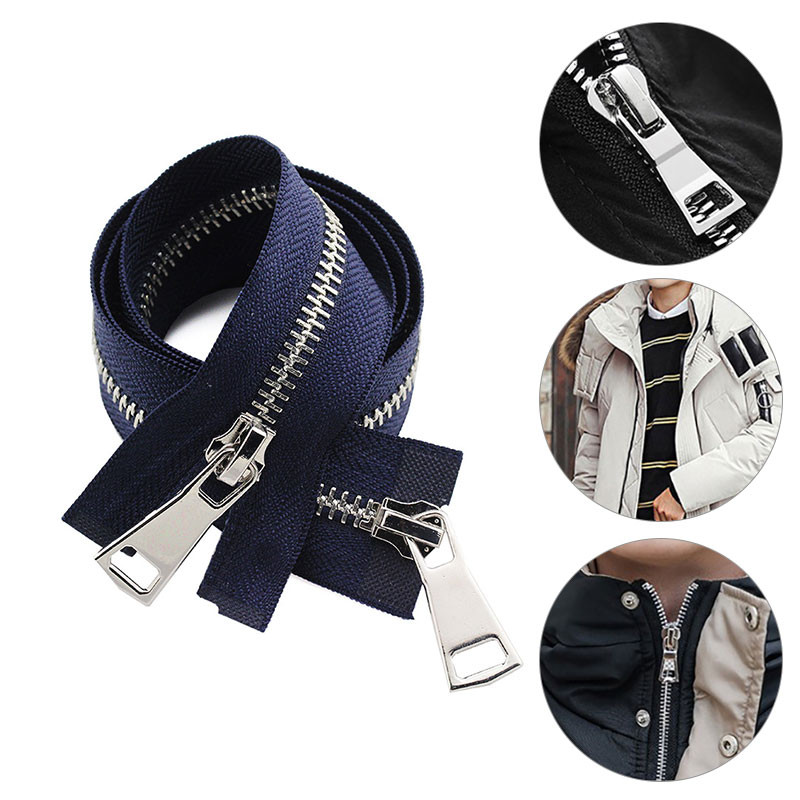 70/90 cm 5# Spalvingi aukštos kokybės atviri dvigubi slankikliai Sidabriniai metaliniai užtrauktukai „Pasidaryk pats“ Rankdarbiai, skirti audiniams, kišeniniai drabužių priedai