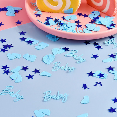 Zēna zēna/meitenes konfeti bērnu dušas dekori Akrila dimanta barošanas pudelītes pēdas nospiedumi fliteļi Zēnu zēnu meiteņu mazuļu dušas dekori