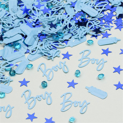 Zēna zēna/meitenes konfeti bērnu dušas dekori Akrila dimanta barošanas pudelītes pēdas nospiedumi fliteļi Zēnu zēnu meiteņu mazuļu dušas dekori