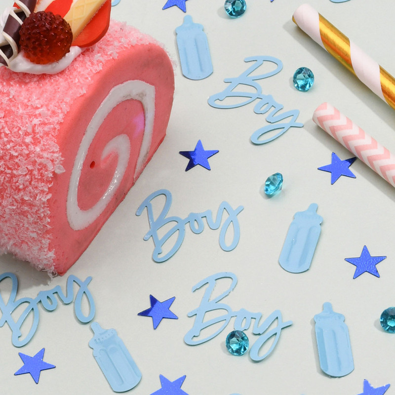 Zēna zēna/meitenes konfeti bērnu dušas dekori Akrila dimanta barošanas pudelītes pēdas nospiedumi fliteļi Zēnu zēnu meiteņu mazuļu dušas dekori