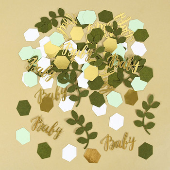 1 πακέτο Baby Shower Confetti Green Branch Leaf Paper Κομφετί Τραπέζι Scatter Φύλο μωρού Reveal Προμήθειες διακόσμησης για πάρτι γενεθλίων