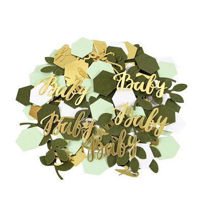 1 pakiranje konfeta za tuširanje djeteta Green Branch Leaf Papirni konfeti Stol Raspršeno otkrivanje spola djeteta Potrepštine za ukrašavanje rođendanske zabave