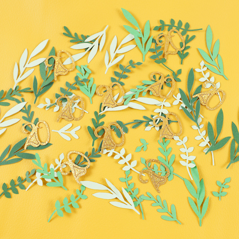 100 gab. Zaru lapu mirdzoša papīra konfeti numurs 18 20 30 40 50 60. gadus vecs galda izkaisītis Jubilejas dzimšanas dienas ballītes dekors