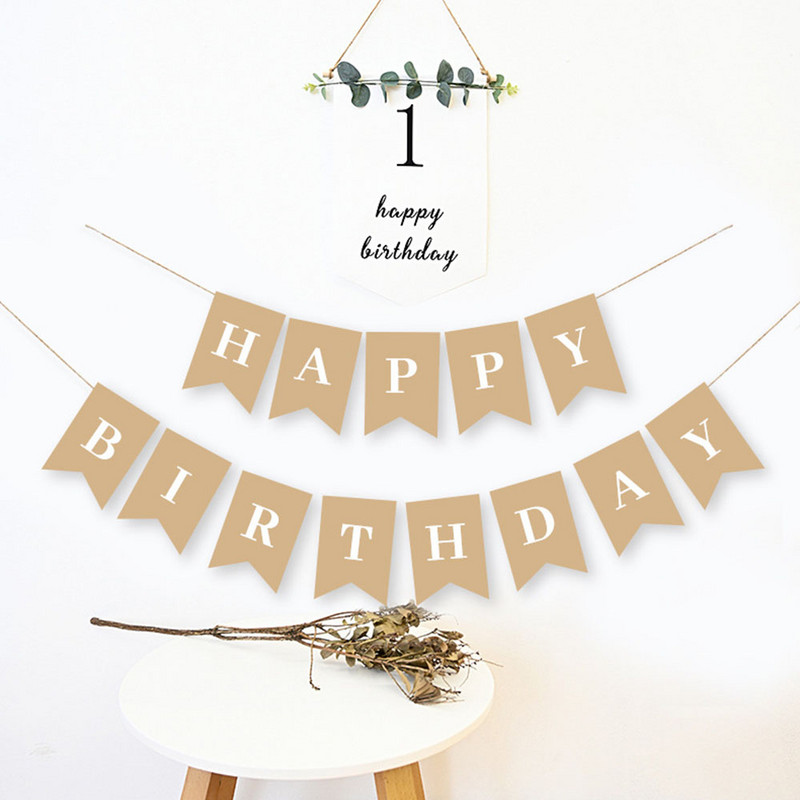 1Set ukrasa za sretan rođendan Birthday Party Girlland Girland Girls Baby Tuš pribor Dekoracija bannera od kraft papira Sretan rođendan