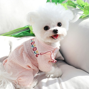 Класически плътен гащеризон за кучета, летни дрехи за домашни кучета за малки кучета, палто, сладки цветя, риза с котка, кученце, чихуахуа, йоркширски костюми