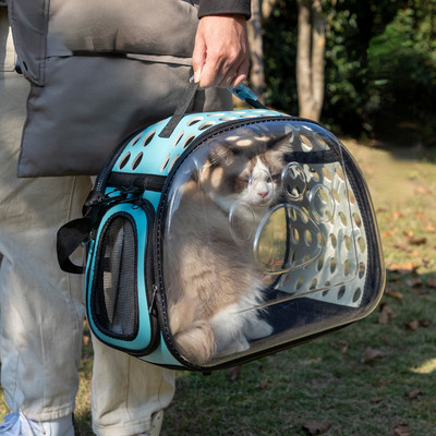 Νέα Κάψουλα Cat Space Διαφανής τσάντα μεταφοράς γάτας Αναπνεύσιμη θήκη μεταφοράς κατοικίδιων ζώων Μικρή τσάντα πλάτης γάτα σκύλου Τσάντα ταξιδιού για γατάκι
