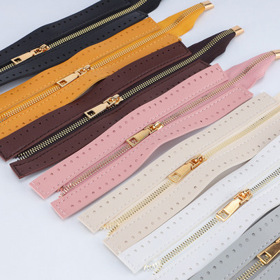 24cm Custom DIY Zipper For Woven Bag Hardware PU Leather Zipper Accessories For Clothes Shoes Woven Bag Sewing Accessories