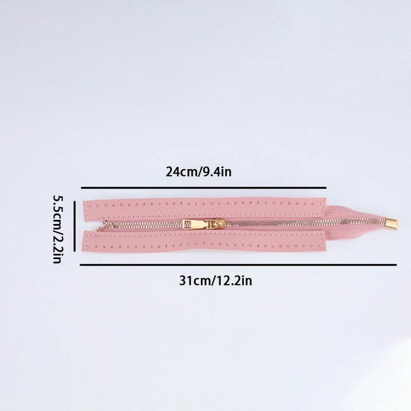 24 cm pritaikytas „pasidaryk pats“ užtrauktukas austam krepšiui Aparatinė įranga PU odos užtrauktuko priedai, skirti drabužiams, batams, austi krepšio siuvimo priedai